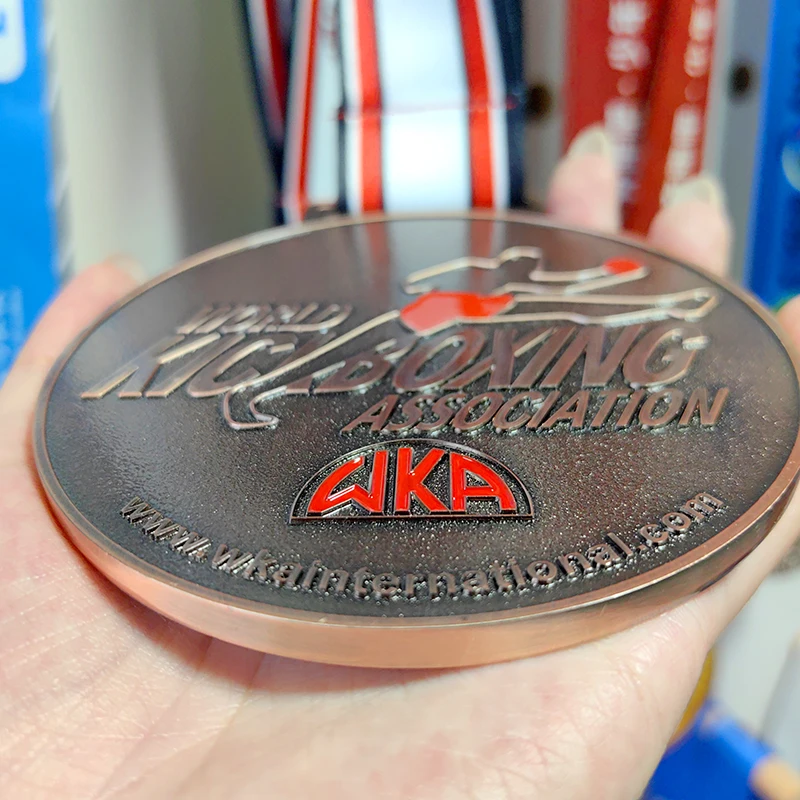 Custom Own Design Metal Sports Medal Enamel Logo for Football Boxing Soccer Wrestling Premium Metal Crafts Medals details