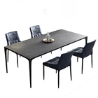 Decor Table Marble Top Glass Room Rectangle Decor Aluminum Profile Dining Table Set
