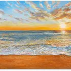 Beautiful Custom Design Landscape Art Wall Decor For Living Room House Sunset Sea Handmade Acrylic Painting