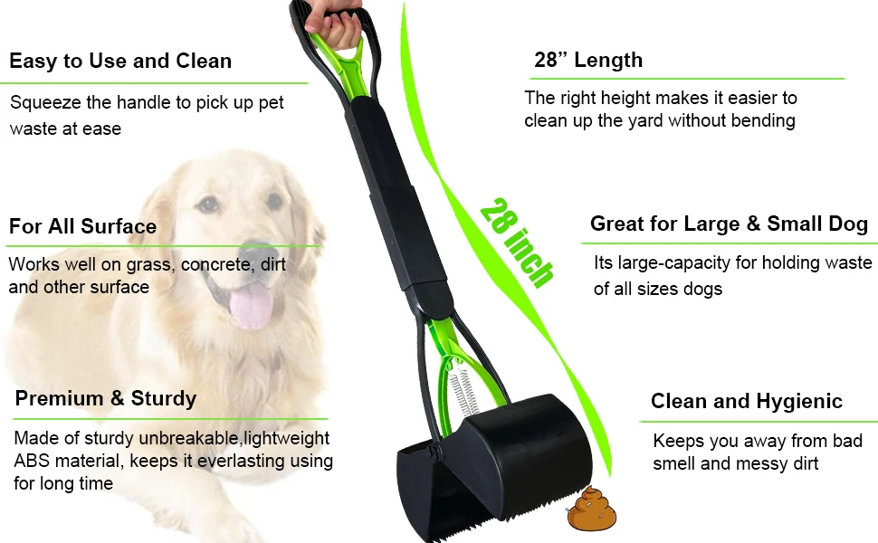 Pet Pooper Scooper for Dogs Large Poop Scooper for Large Medium Small Dog Pooper Scooper Outdoor Litter Pick Up Shovel