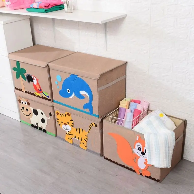 Linen Baby Gift Storage Laundry Organizer Basket Box Bin Wholesale Foldable Fabric for Towels Blanket Kid Customized Logo 500pcs