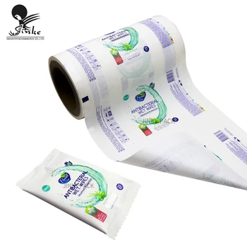 China supplier custom printing plastic sachet wet wipe automatic packaging film roll
