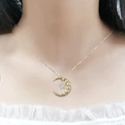 Star 1000S Fashion Necklace Moon And Star Pendant 14K Real Gold With Diamond Necklace