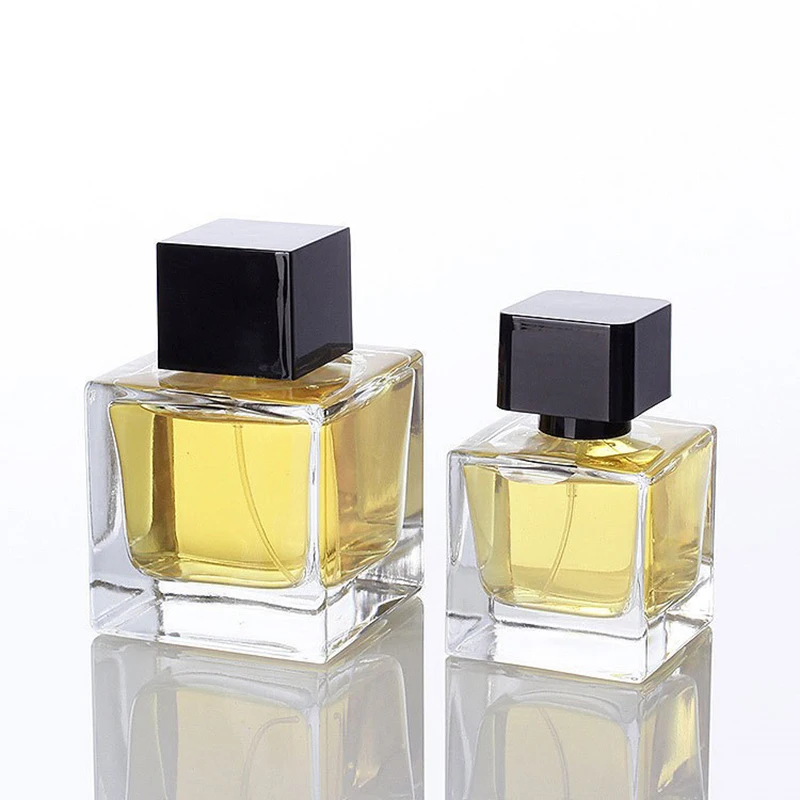 18ml 30ml 50ml 100ml Empty Perfume Bottle Packaging Square Black Glass Perfume Bottle With Box And Customized Lid