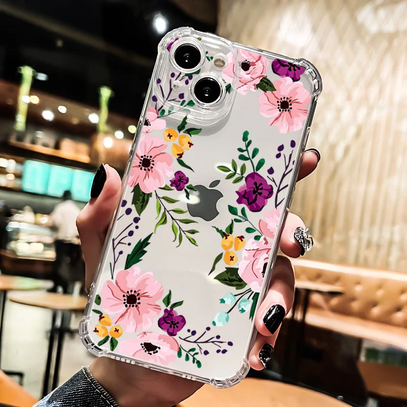 Tropical plant flower TPU Mobile Phone Case bag For iPhone 15 pro