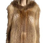Coat Fur Red Fox Knitted Coat With Hood Winter Cardigan Sweater Women Black Knitted Fur Coat