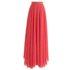 Chiffon Skirt Long Chiffon Maxi Skirt High Waist Chiffon Maxi Skirt Pleated Women Long Skirt Casula Dress