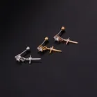 18k Earrings New 2021 Brass Plated 18k Cross Earrings Colorful Zircon Earrings Classic Jewelry