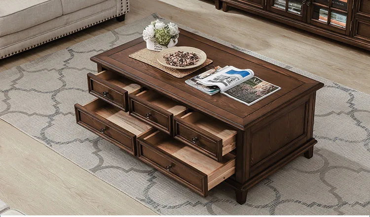 American country solid wood tea table ash wood Jane Small family living room furniture American tea table TV cabinet