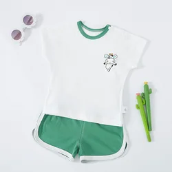 Hot sale factory price 100% cotton Summer baby boys clothes set 2 pcs short sleeve set children clothes suits