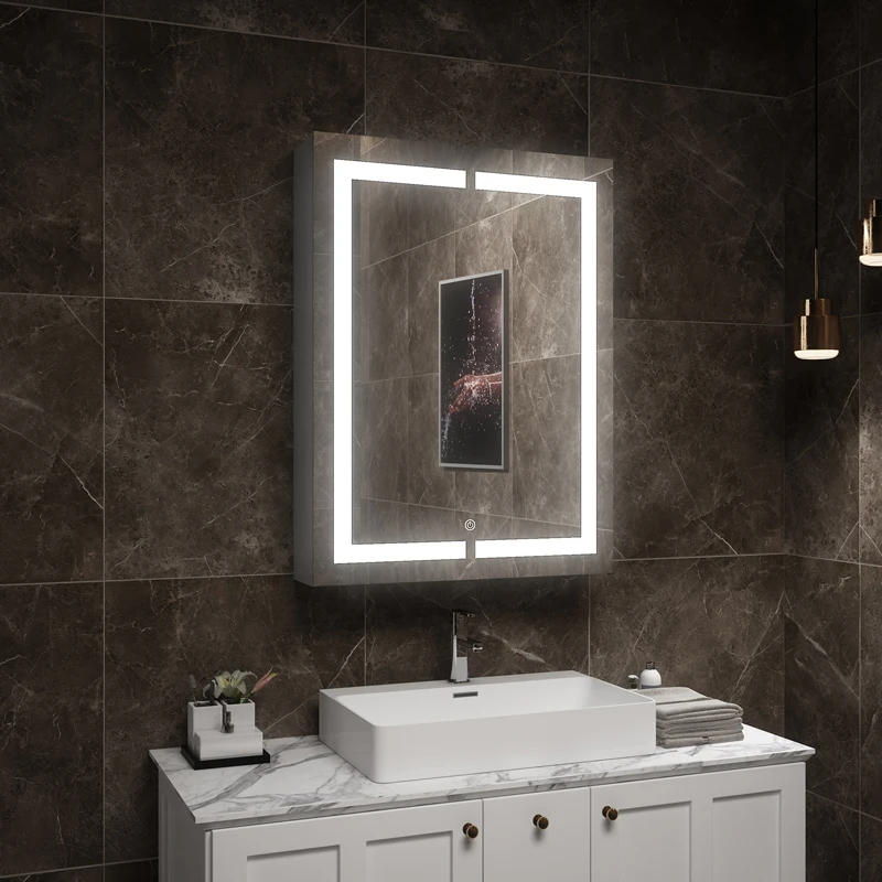 Rectangle Led Mirrored Medicine Cabinet Anti Fog Mirrors for Beauty Salon with Led Smart Mirror Hotel Decor