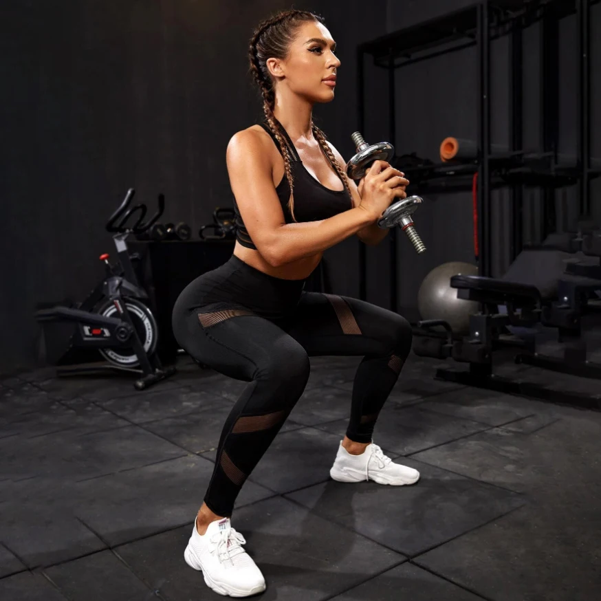 High Waist Women Activewear Workout Mesh Leggings Dance Yoga Leggings with Mesh for Women Plus Size Sports Yoga Pants