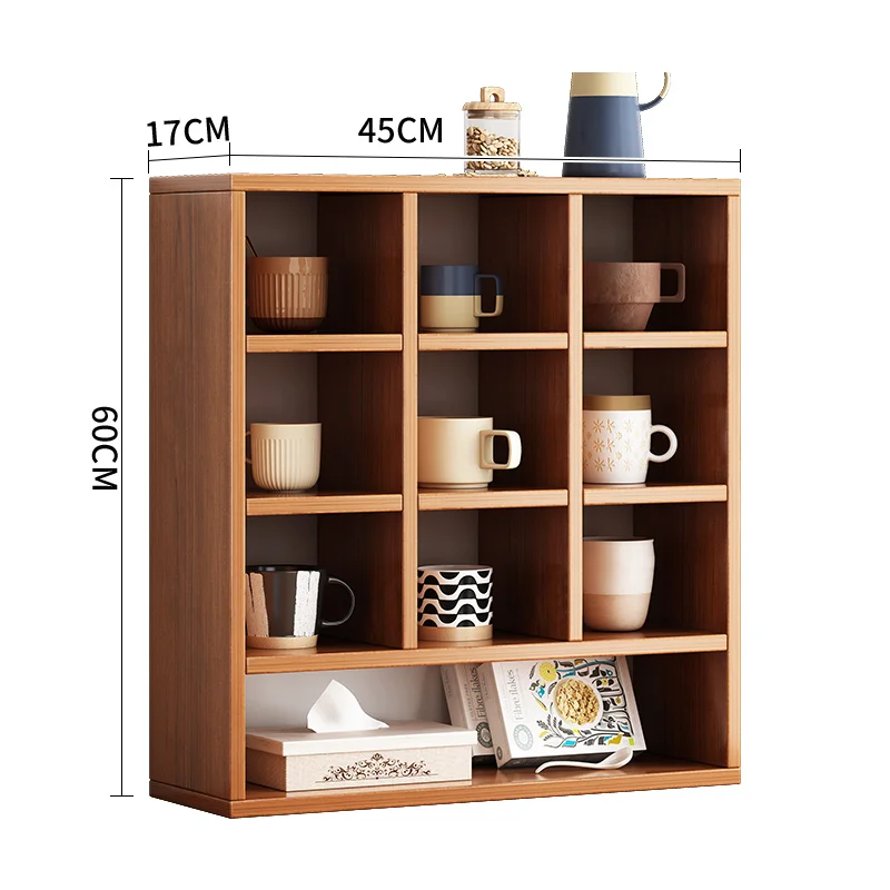 New Wood desktop standing Wall Mounted Coffee Mug Rack cup storage cabinet Organizer Display Storage Shelf