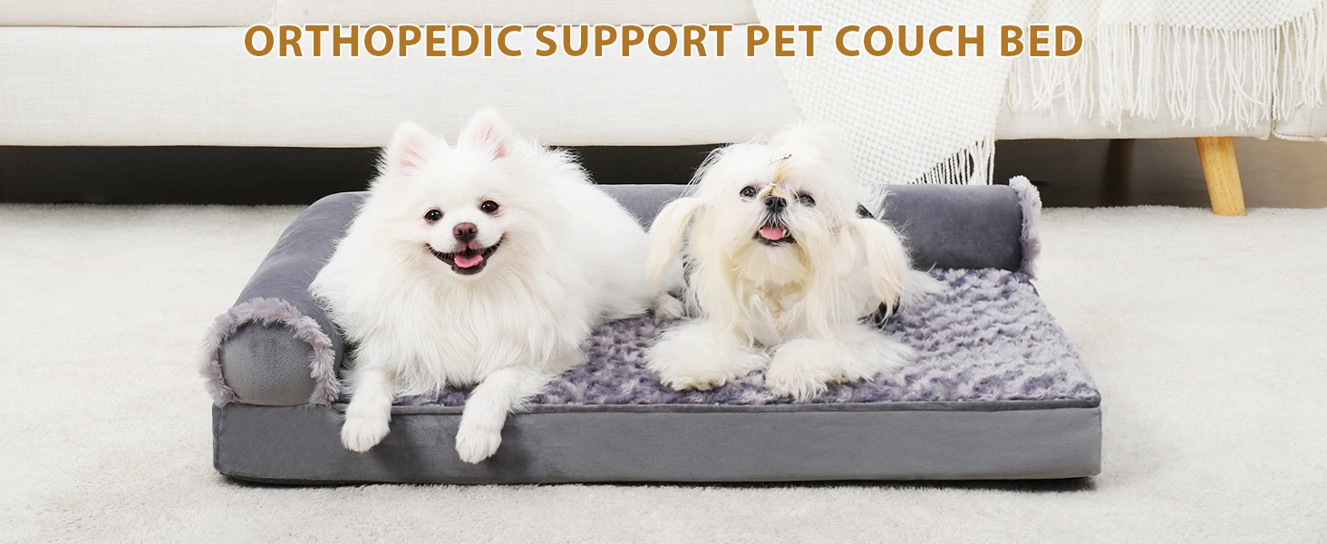 product large luxury plush pet cushion bed for dogs and cats faux fur soft dog sofa with solid pattern design pet beds  accessories-49