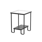 Table Glass OEM ODM Mesa Auxiliar End Table Modern French Small Black Marble Glass Side Table With Storage