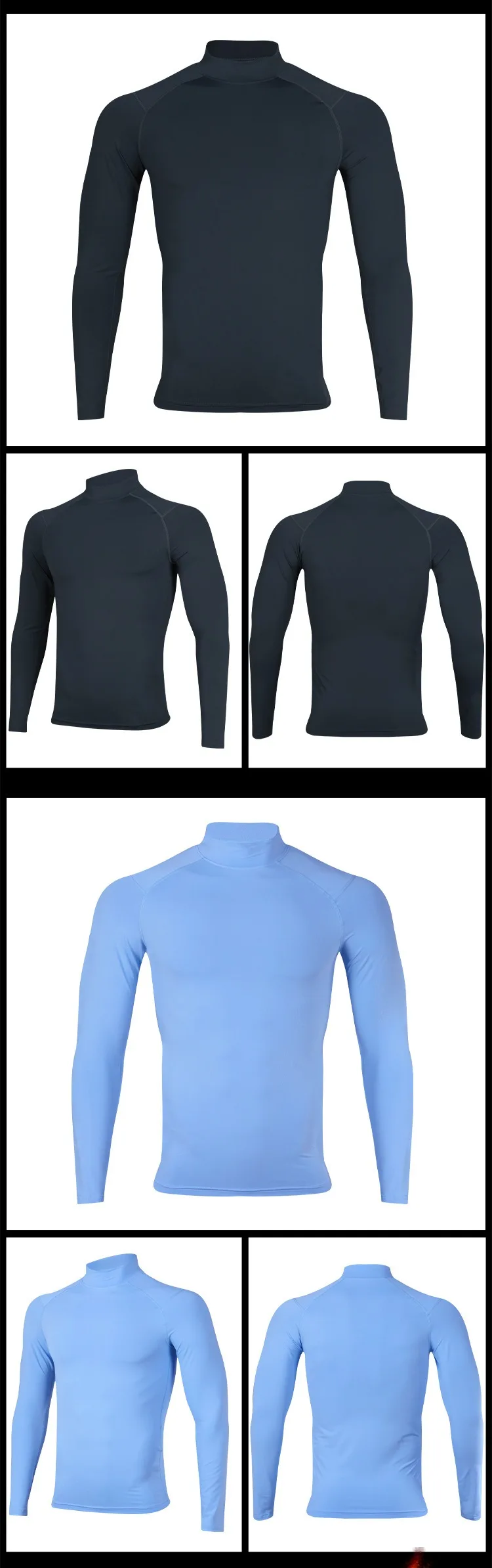 Stand Collar Tights Men's Sports Long Sleeve T Shirt Quick-Drying Fitness Clothes Ball Running Training Bottoming T Shirt