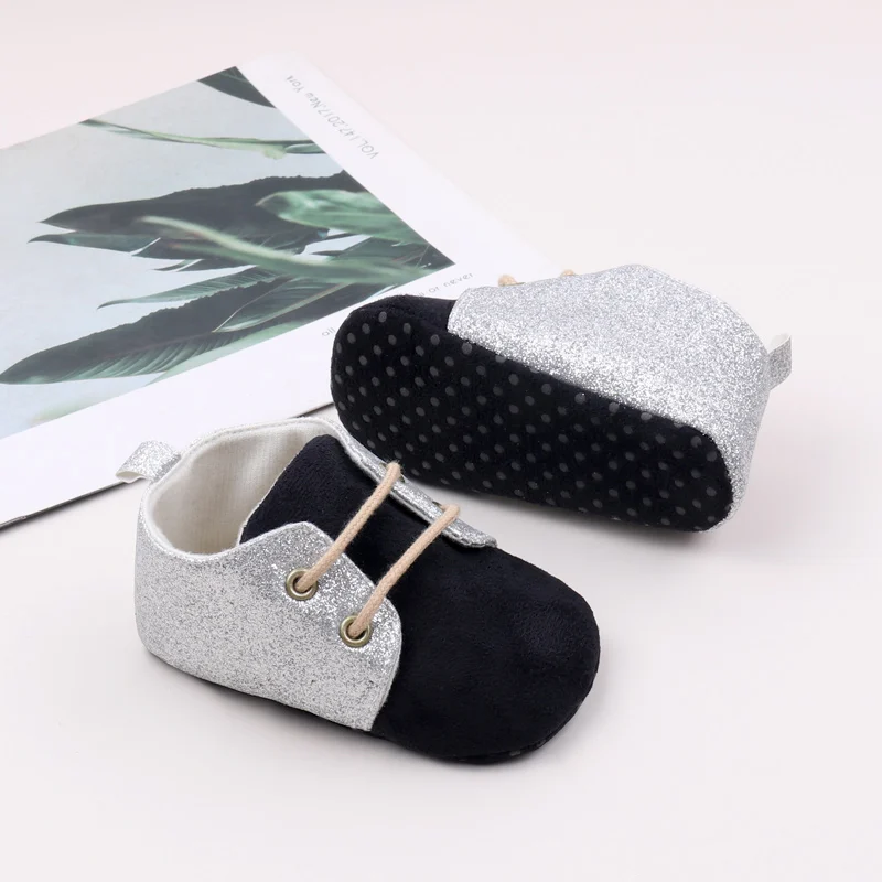 Fashional Bling Glitter PU Baby Dress Shoes for Boys Spring Season Sprint Autumn Lightweight Breathable Anti-Slip Design manufacture