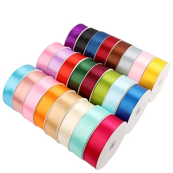 Wholesale 4CM*100Y Solid Color Polyester Satin Ribbon Roll Single Side with Dots Pattern for Flower Bouquet Gift Box Wrapping