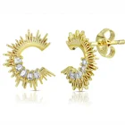 Zircon Earrings Zircon Gemnel Jewelry Last Design 925 Silver Cubic Zircon Sunshine Stud Earrings