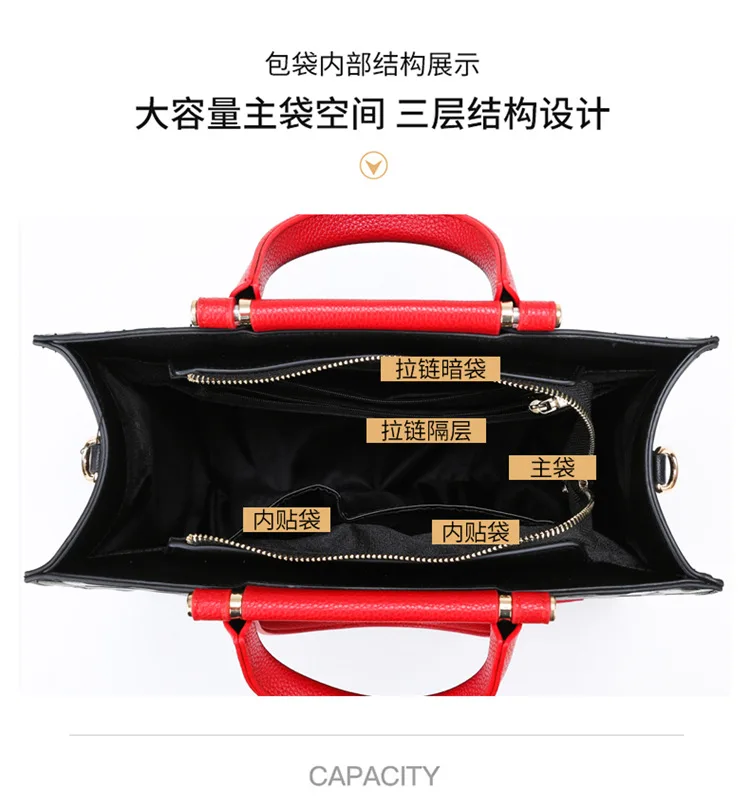 Trendy Women Big Handbag Wholesale PU Leather Large Capacity Tote Hand Bag