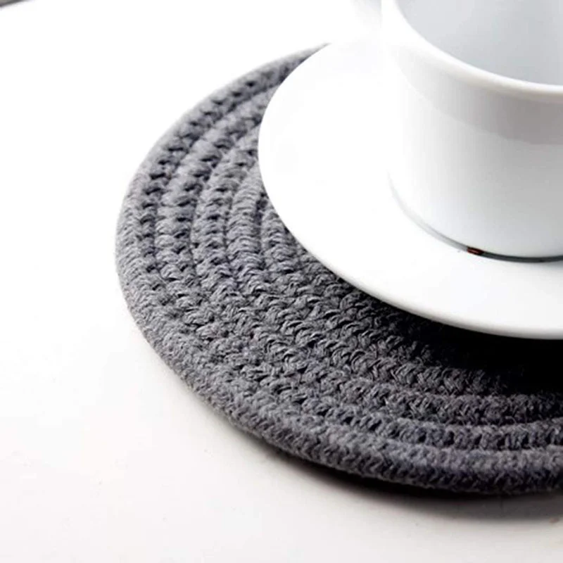 Kitchen Heat Resistant Mat Super Absorbent Heat-Resistant Non-Slip Coaster Round Cotton Rope Placemat