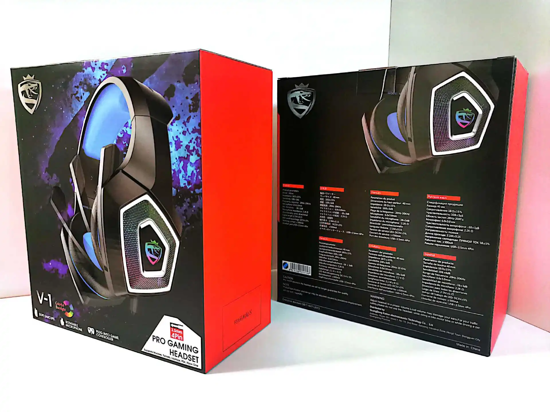 Cross-border V1 Headset Game Headset RGB Colorful Wired Headset Subwoofer Headset PS4 E-sports Eat Chicken