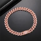 Fashion Silver New Fashion Diamond Silver Blue Pink Mixed Color Cuban Chain Bracelet