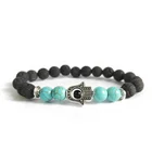 Palm Bead Bead Bracelet Turquoise Natural Stone Palm Charm Lava Bead Bracelet
