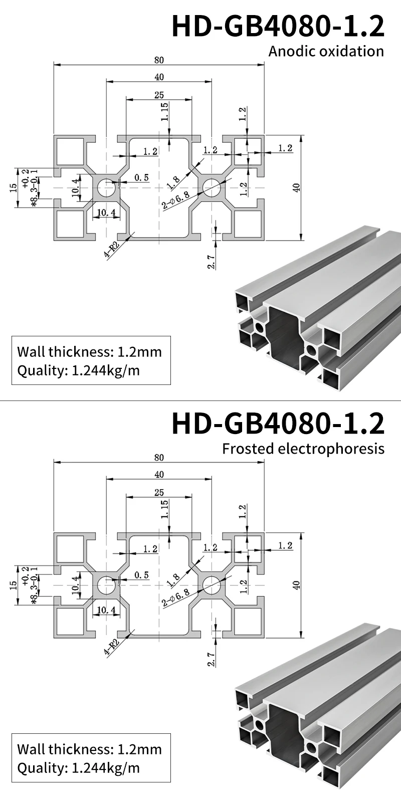 Industrial Extruded Aluminum Profile 4080 * 1.2mm Assembly Line Equipment Frame 4080 Aluminum Alloy Profile factory