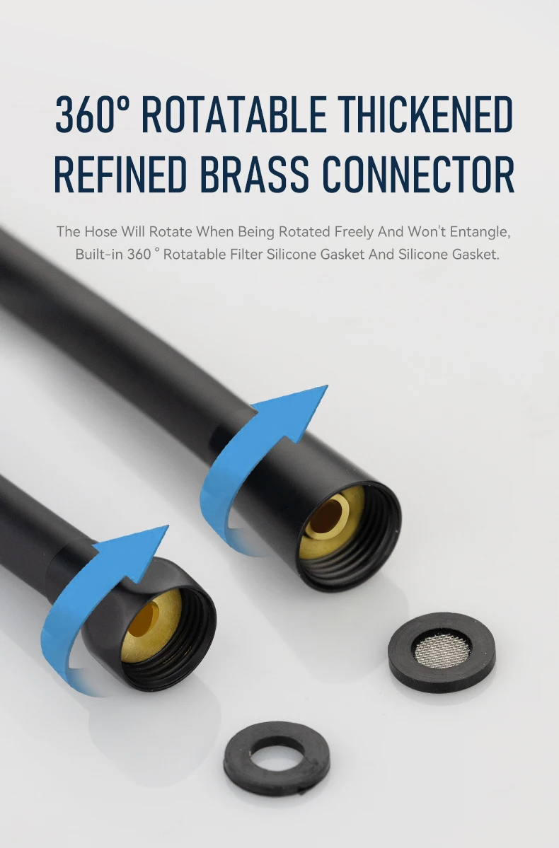 Modern Flexible PVC Shower Hose Bathroom Plumbing Hose Matte Black Hose Resistance High Pressure Shower Hose details