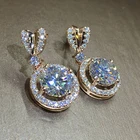 Cz Earrings Earrings CAOSHI Wedding Jewelry Round CZ Heart Pendant Gold Plating Crystal Earrings For Women