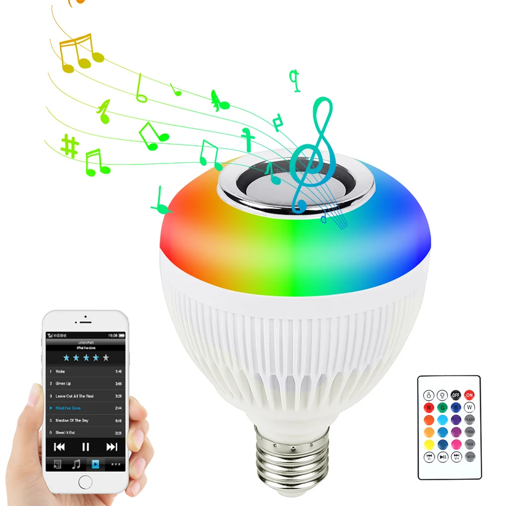 20w RGB Speaker Bulb Bluetooth Music LED Bulb Lamp Control Bedroom Sleep Party Folk Concert Color Home Decor Party Light Color