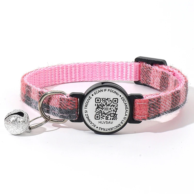 Hot Selling QR Code Pet Collar with Bell ID Tags Simple Scanning Code Registration for Anti-Loss Tracking for Small Dogs Cats