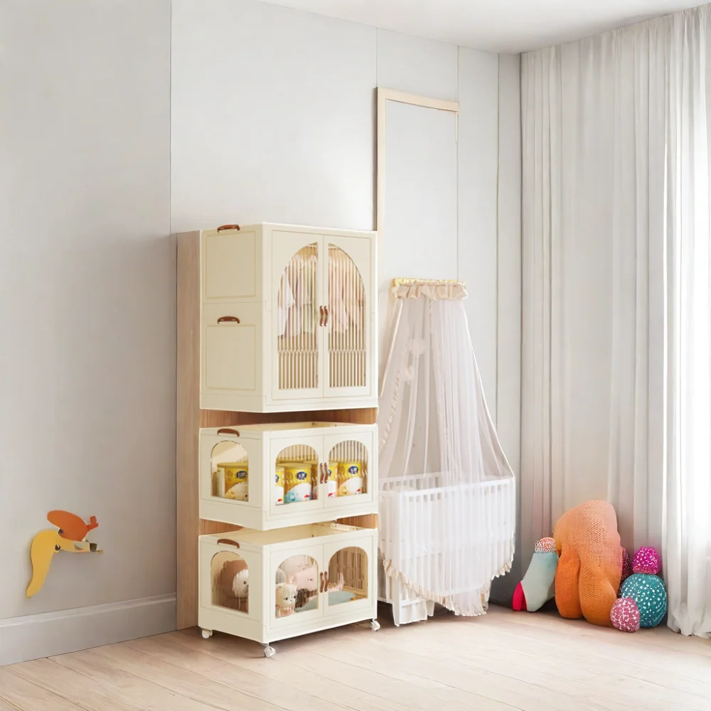 Modern Design Plastic Snack Cabinet Folding Storage Locker for Baby Children's Finishing Clothes and Toys for Bedroom Use