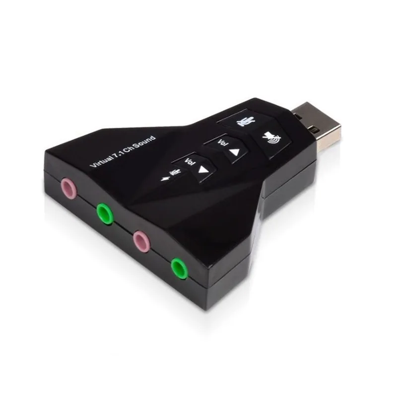 Double Sound Card Virtual 7.1 Channel USB 2.0 Audio Adapter Dual Microphone and Headset 7.1Ch 3D Audio Sound Card 