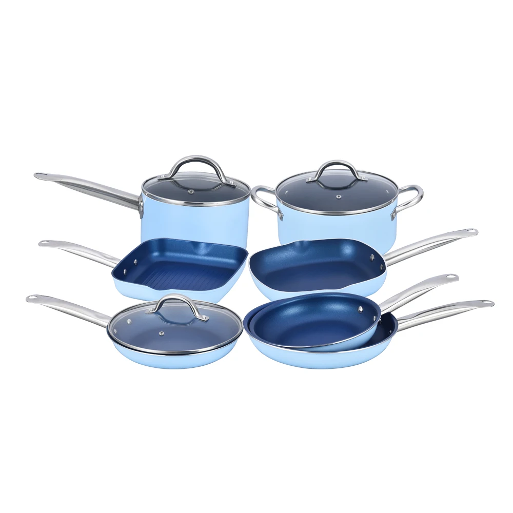 blue induction pan set