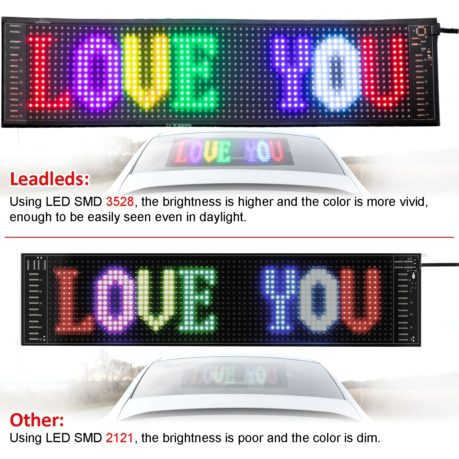 App Programmable Led Car Sign Board Usb 5v Scrolling Message Led Matrix