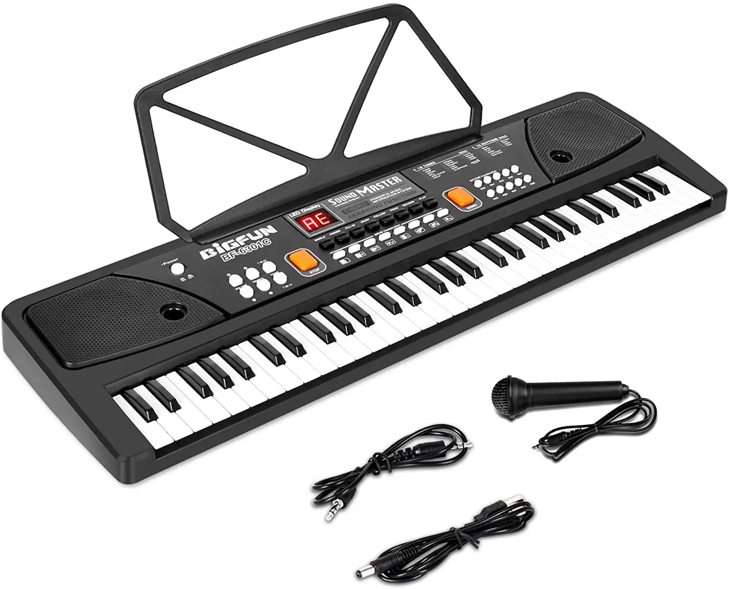 Digital 61-Tasten Keyboard E-Piano Klavier Led Display Lernfunktion 100 Sounds 