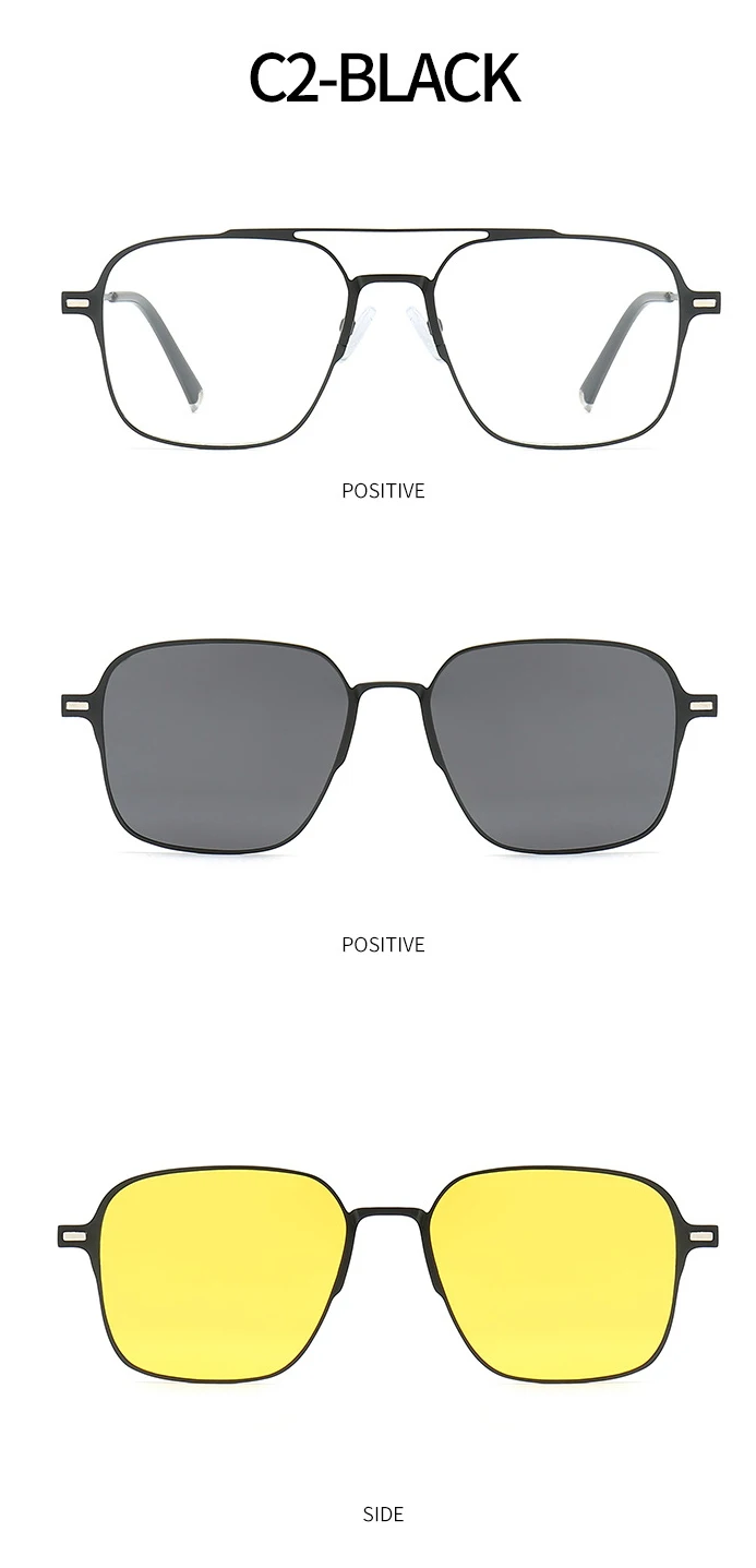 Square Metal 2 In 1 Polarized Men Clip On Sunglasses Double Bridge Design Optical Frame Buy 1949