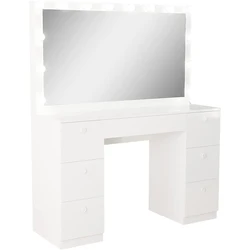 Wholesale modern lighted simple design mirrored dressing table with glass top