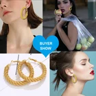 Hoop Newest Design Top Quality 24k Gold CC Shaped Hoop Trendy Ethnic Romantic Earrings Droop Stud Earrings