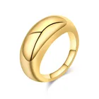 Rings Gold Plated Chunky Dome Rings 18K Gold Plated Thick Stainless Steel Rings For Women Girls