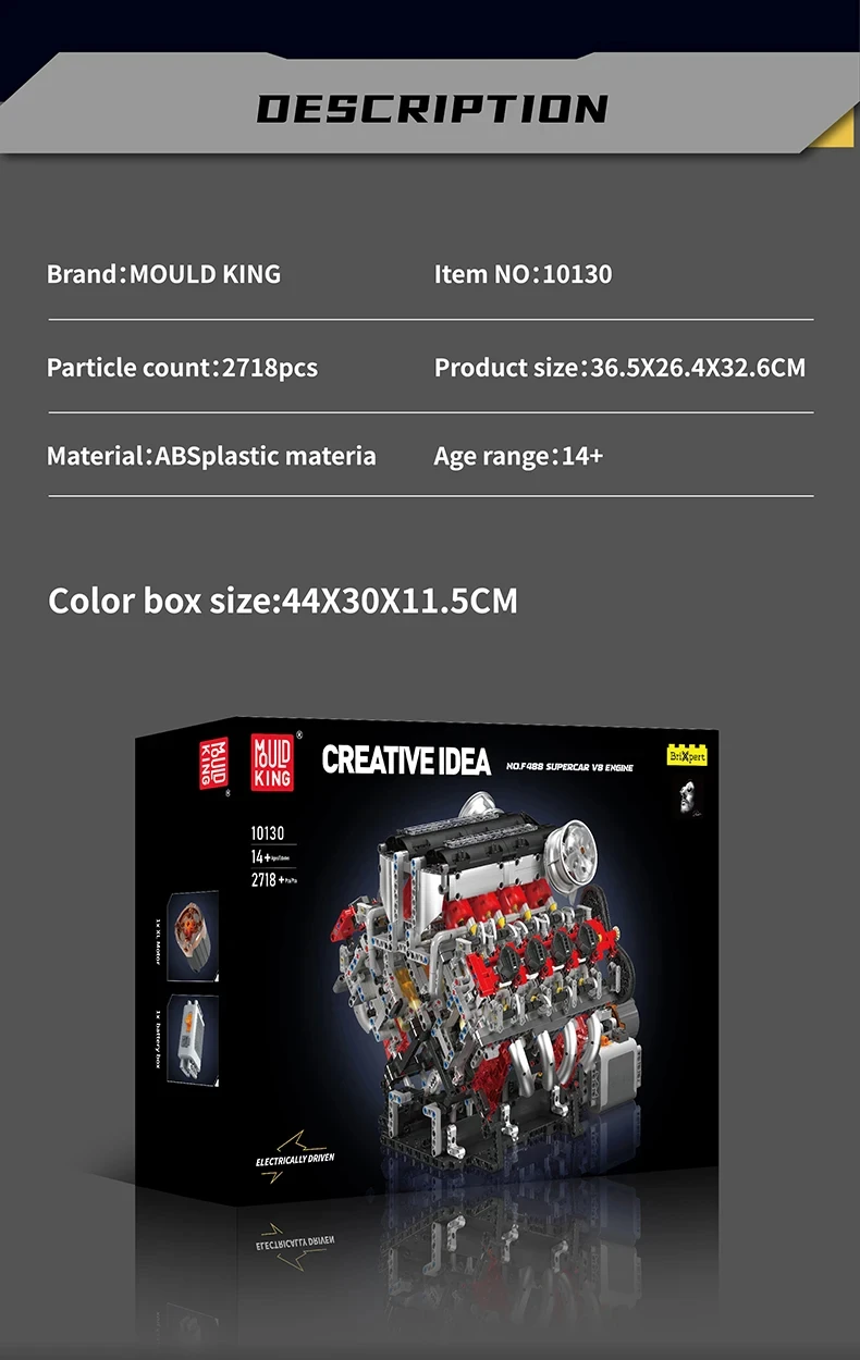 Mould King 10200 Set di costruzione per motori e trasmissioni di camion