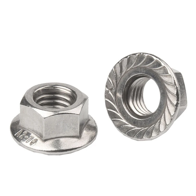 M6 M8 M10 M12 Stainless Steel Serrated Hex Flange Lock Nuts Flanged