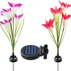 Light Led Outdoor Solar Light Hot Sale 3 LED Outdoor Lighting Artificial Rose Flower Solar Panel Light