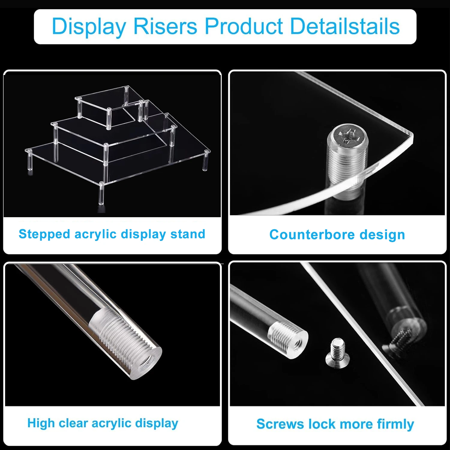 Custom Rectangular Acrylic Display Stand，For Display Cake Jewelry Perfume Shoes