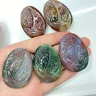 Agate Carving Natural Indian Pink Agate Guanyin Shape Crafts Lucky Mini Crystal Carving For Gifts