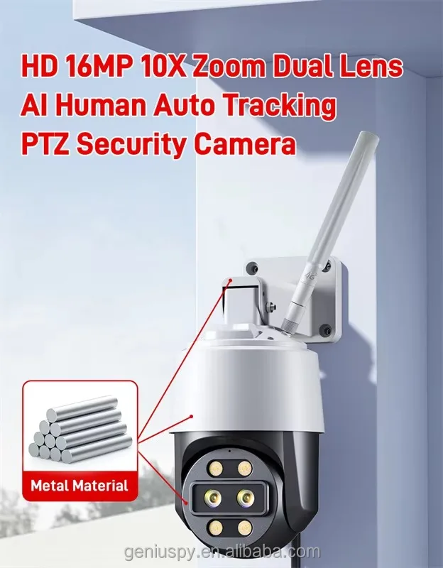 4K 8MP 5mp Outdoor Dual Lens 10x Zoom Surveillance Cctv Wifi 4G Lte IP Security Cam Network Ptz Dome Camera Night Vision TF Card
