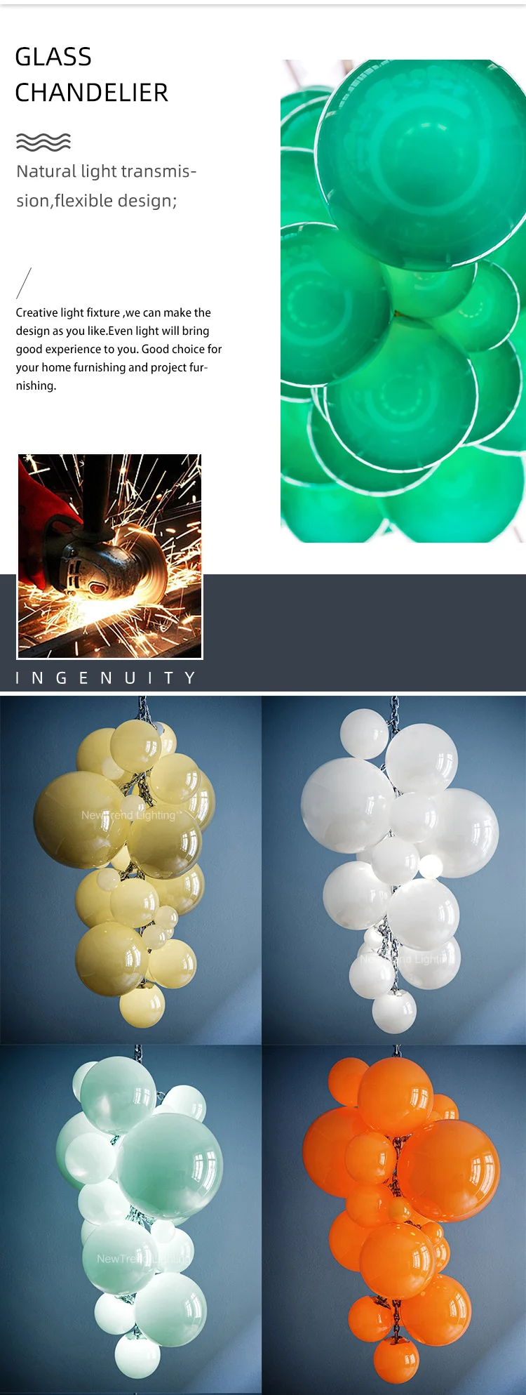 CPL-290 Contemporary Design Indoor Decoration Hotel Lobby Hall Villa Staircase Glass Balloon LED Chandelier factory
