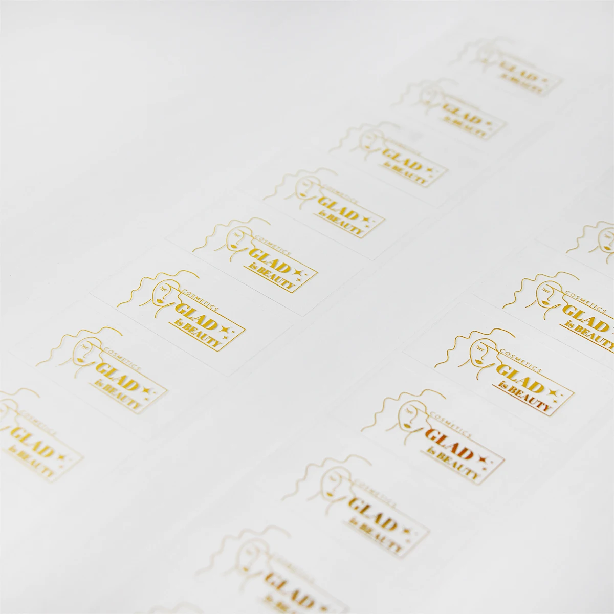 Custom LOGO Transparent Self-Adhesive Label Gold Foil Waterproof PVC Sticker with Hot Stamping Printing for Packaging